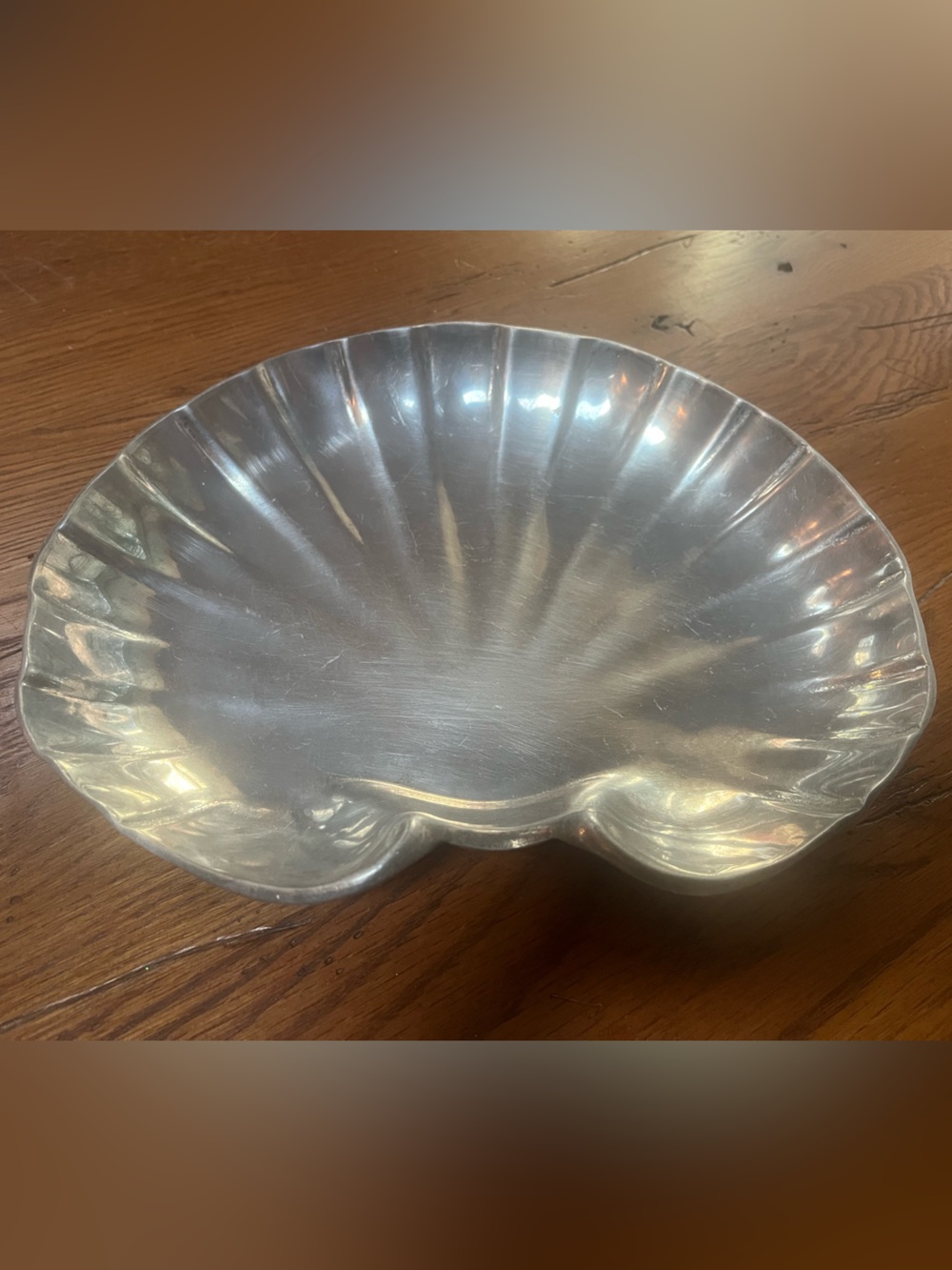 Vintage Carson Freeport PA Aluminum Clam Shell Serving Bowl Coastal Decor